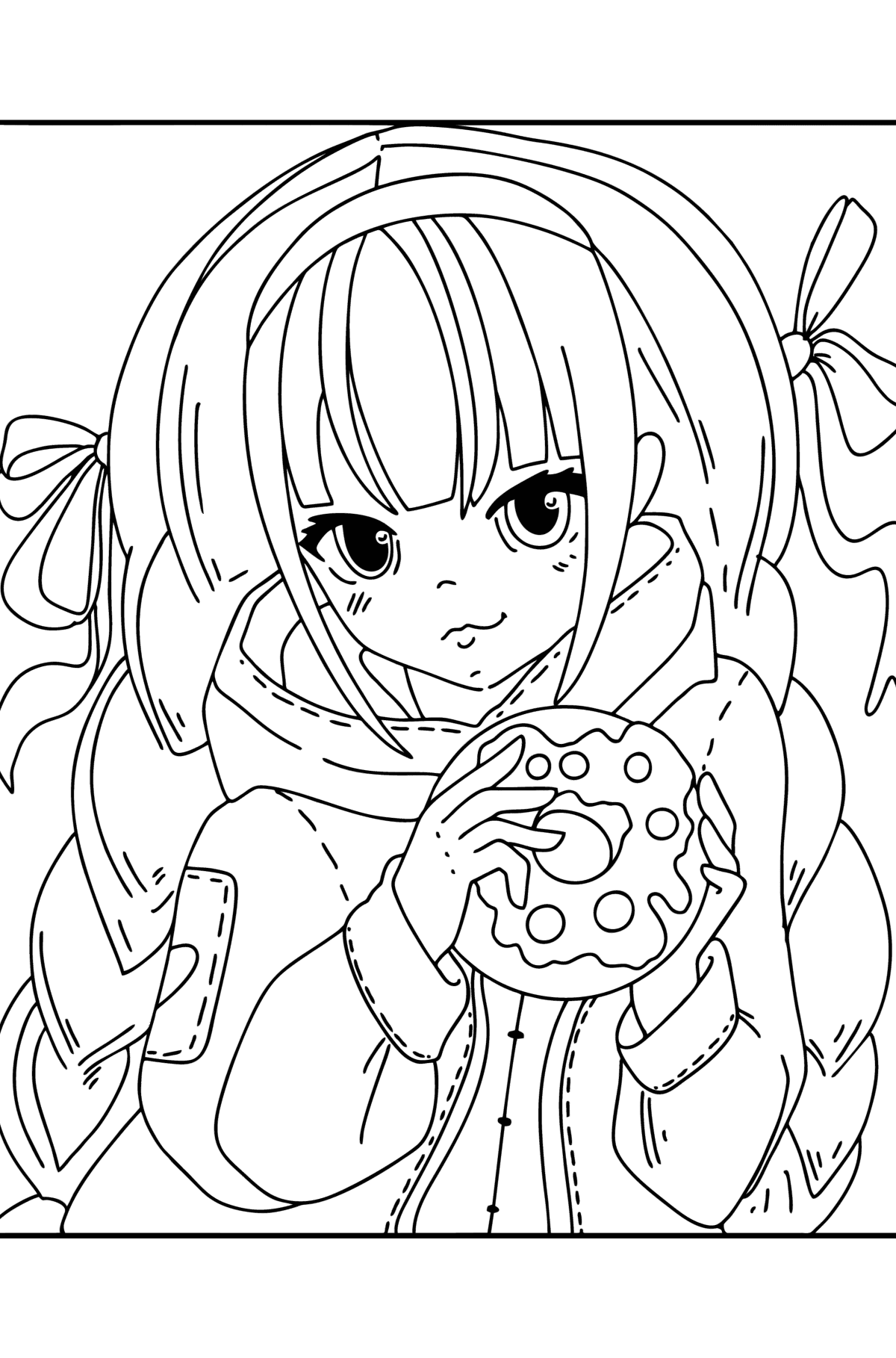 Japanese anime girl coloring page ♥ Online and Print for Free