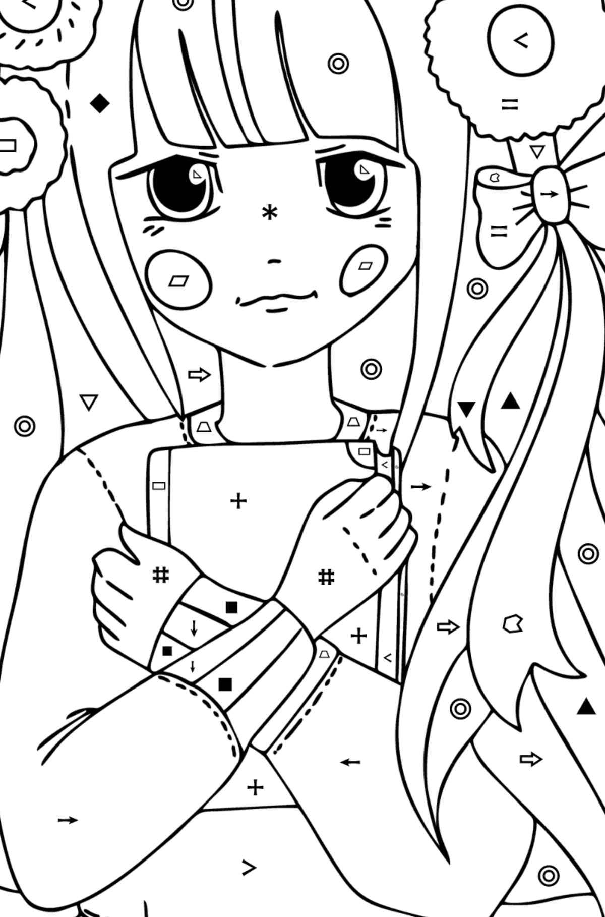 Zen girl coloring page - Coloring by Symbols and Geometric Shapes for Kids