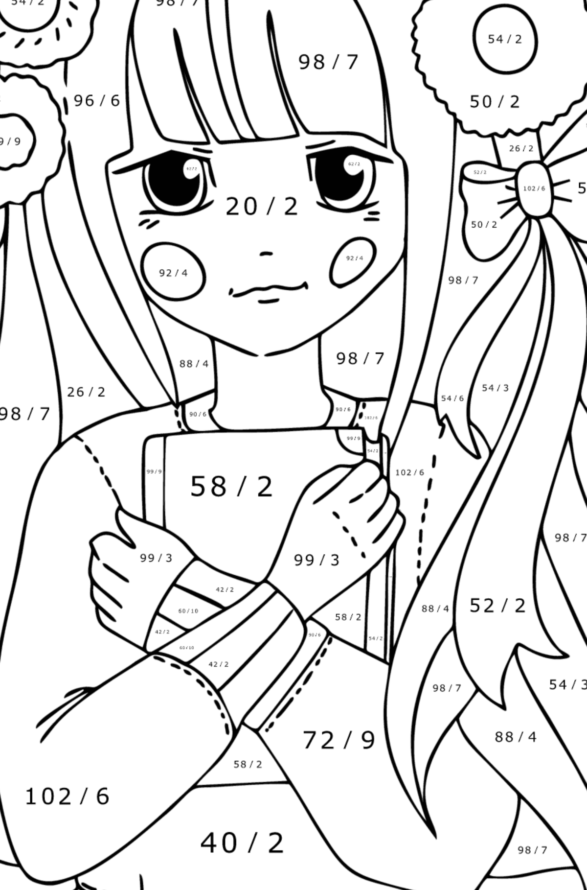 Zen girl coloring page - Math Coloring - Division for Kids