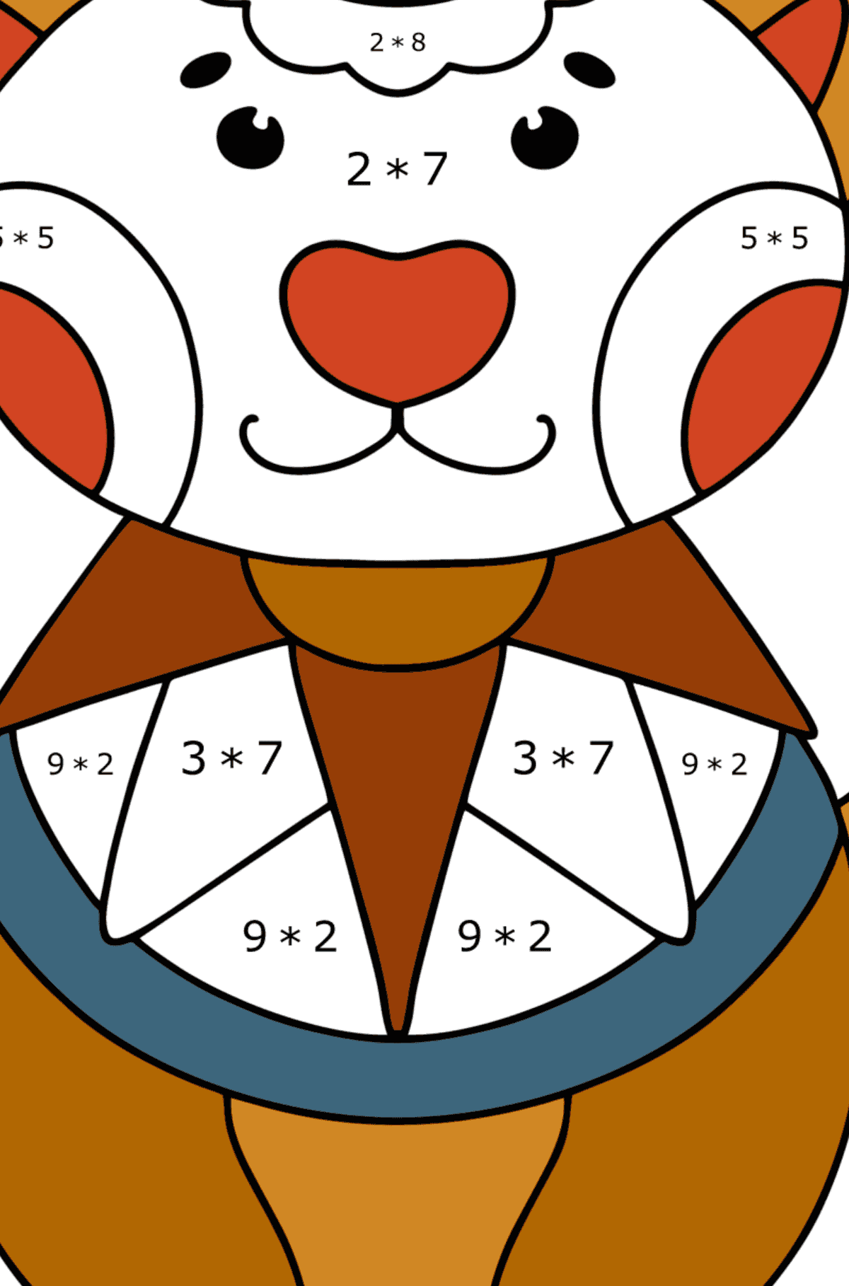 Ausmalbild Anti Stress Katze - Mathe Ausmalbilder - Multiplikation für Kinder