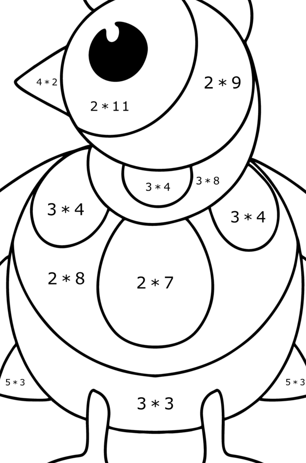 Chicken Anti stress coloring page - Math Coloring - Multiplication for Kids