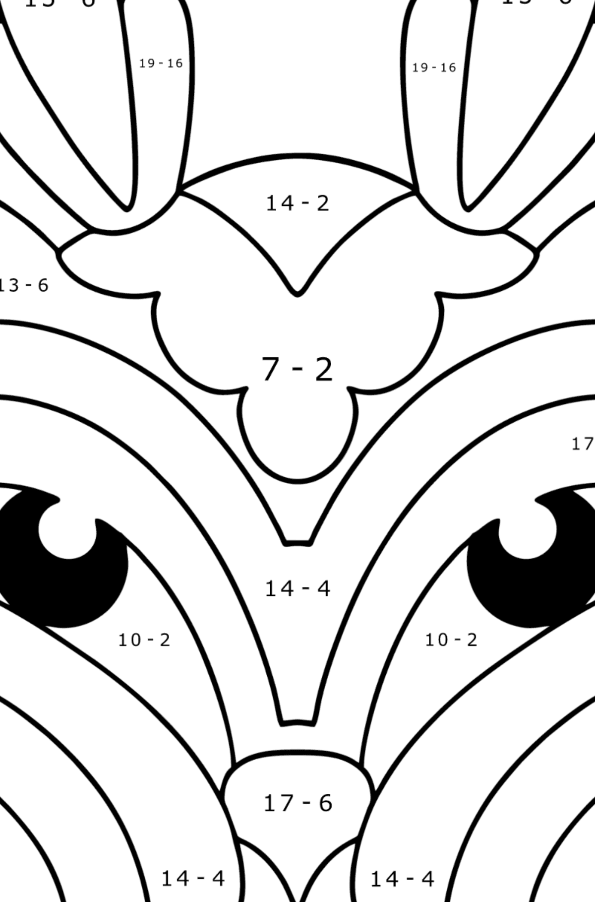 Deer Anti stress coloring page - Math Coloring - Subtraction for Kids