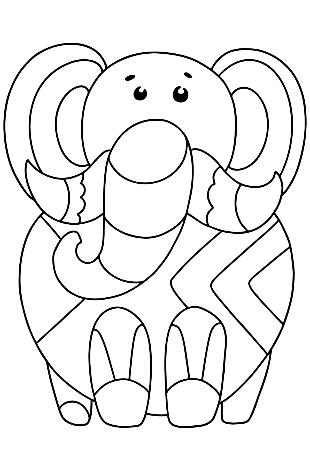 Anti-stress elefant Tegning til farvning - Tegninger til farvelægning for børn