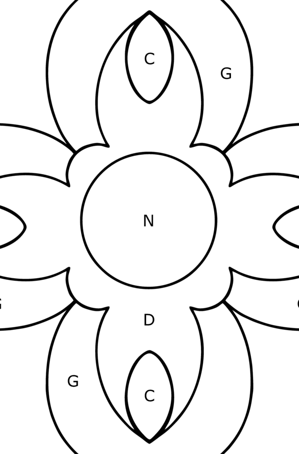 Coloring book for kids - Anti stress flower - Coloring by Letters for Kids