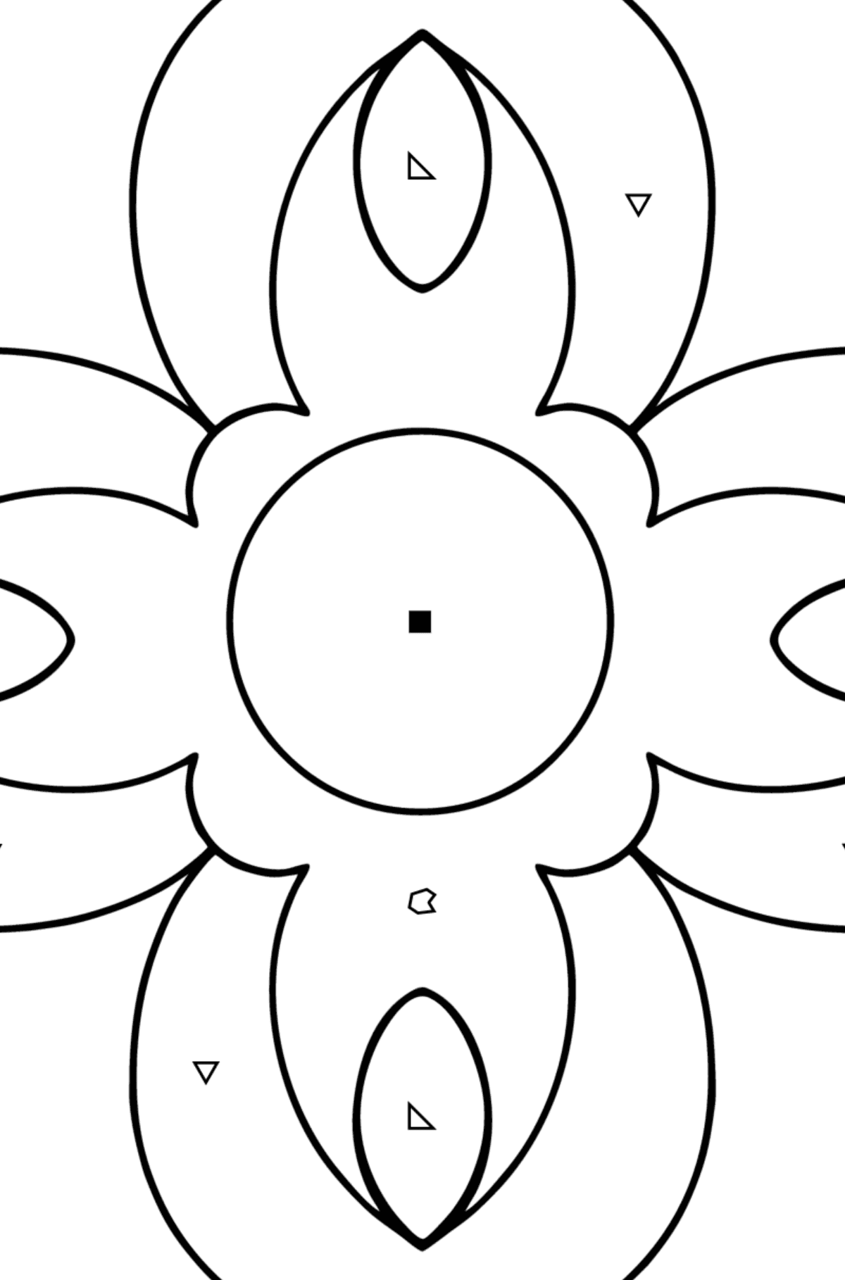 Coloring book for kids - Anti stress flower - Coloring by Symbols and Geometric Shapes for Kids
