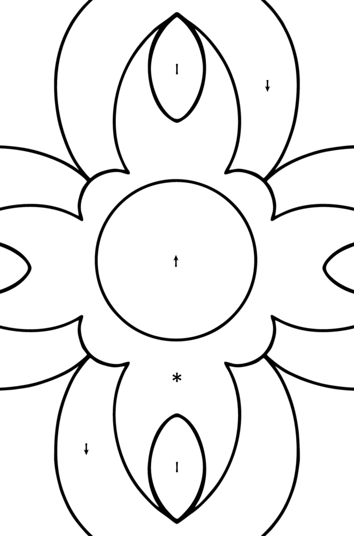 Coloring book for kids - Anti stress flower - Coloring by Symbols for Kids