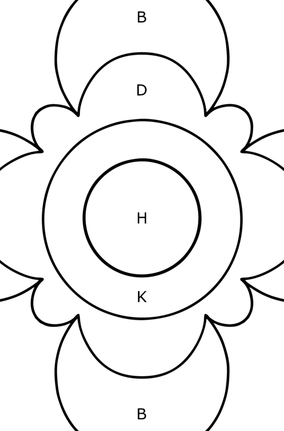 Coloring Anti stress flower for kids - Coloring by Letters for Kids