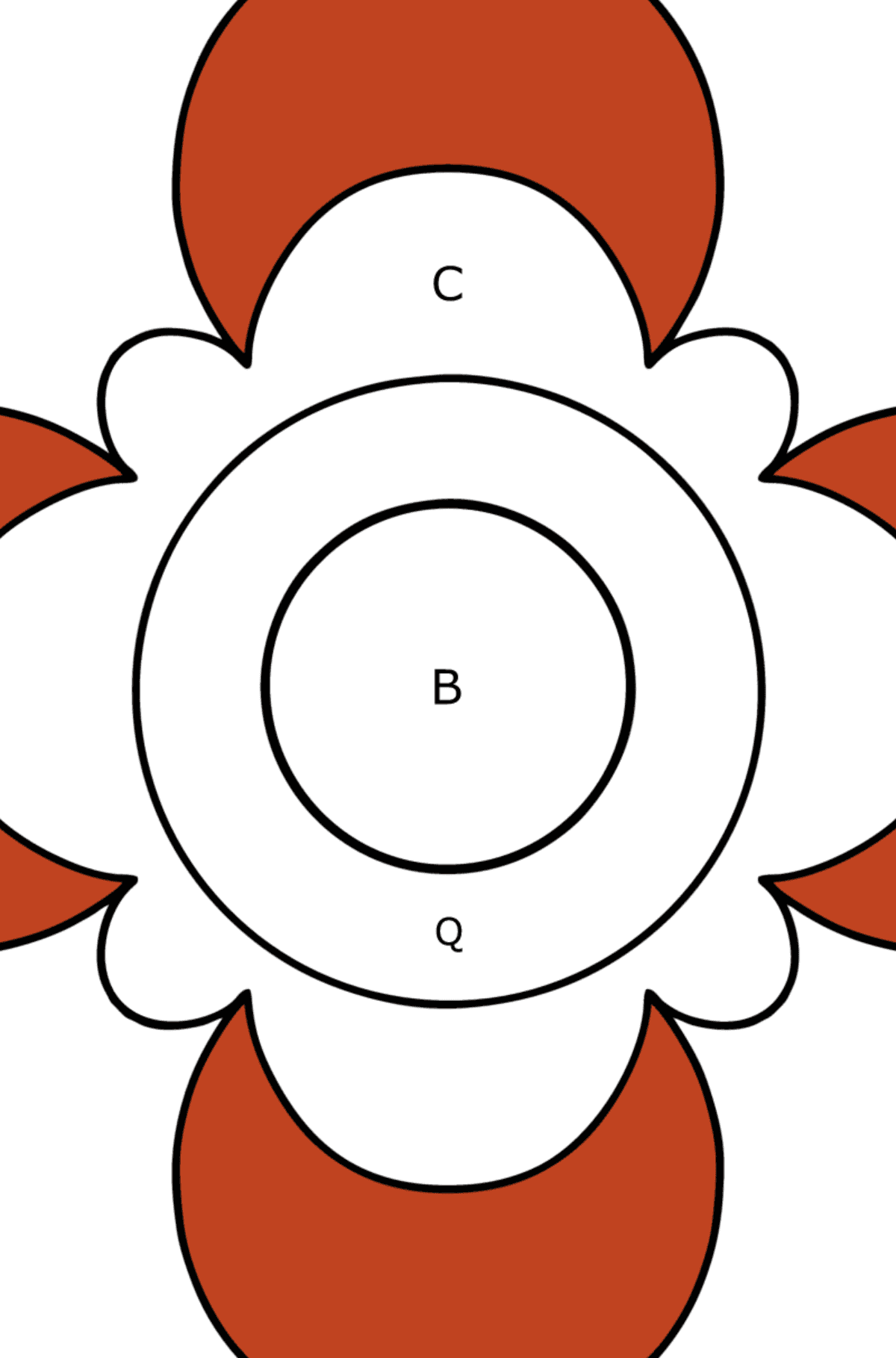 Fiore antistress da colorare per bambini - Colorare per lettere per bambini