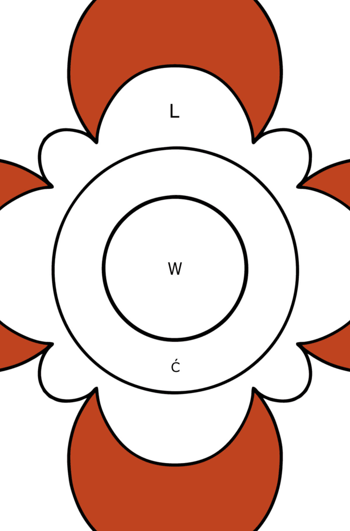 Kolorowanka Antystresowy kwiat dla dzieci - Kolorowanki wedlug liter dla dzieci