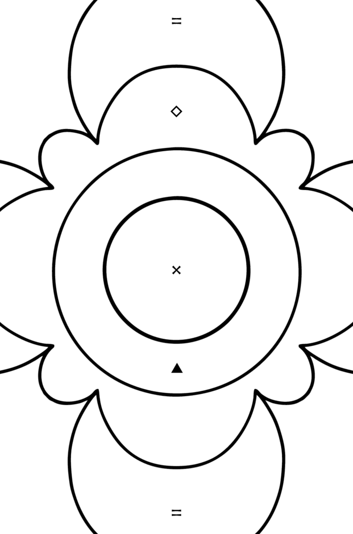 Anti-stressi kukka lapsille värityskuva - Väritys Symbolien mukaan lapsille