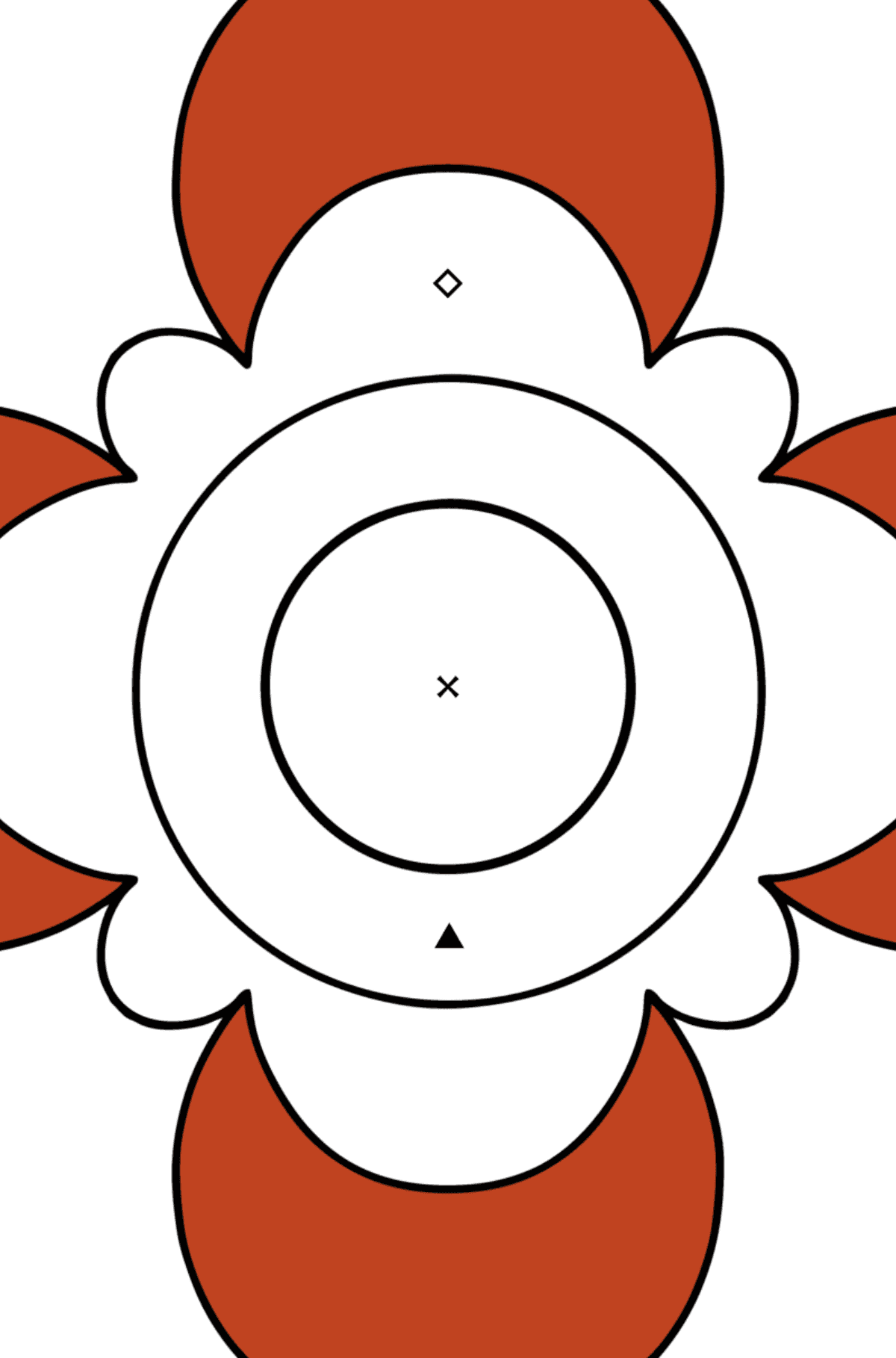 Kolorowanka Antystresowy kwiat dla dzieci - Kolorowanie według symboli dla dzieci