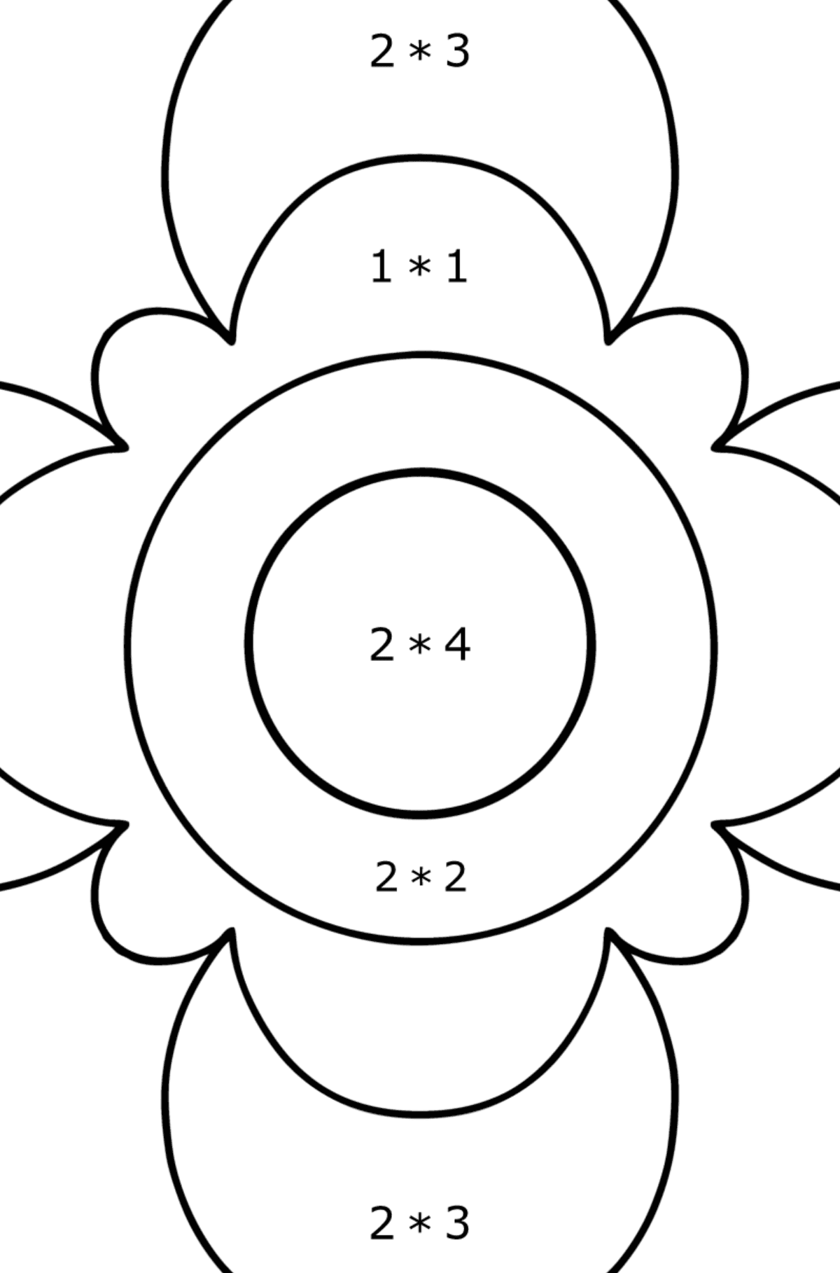 Anti-stressi kukka lapsille värityskuva - Matemaattinen Värityskirja - Kertolasku lapsille