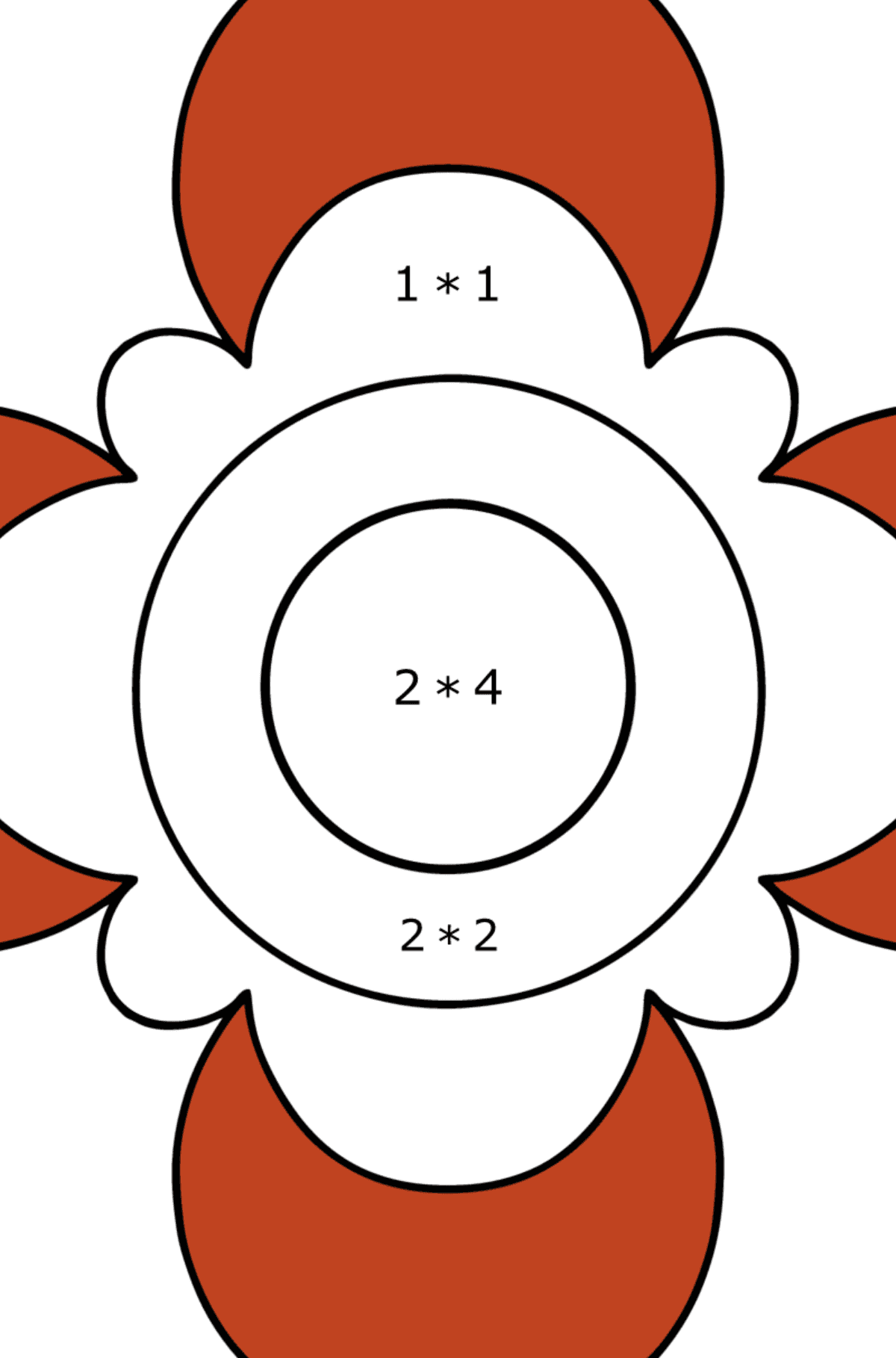 Ausmalbild Anti-Stress Blume - Mathe Ausmalbilder - Multiplikation für Kinder