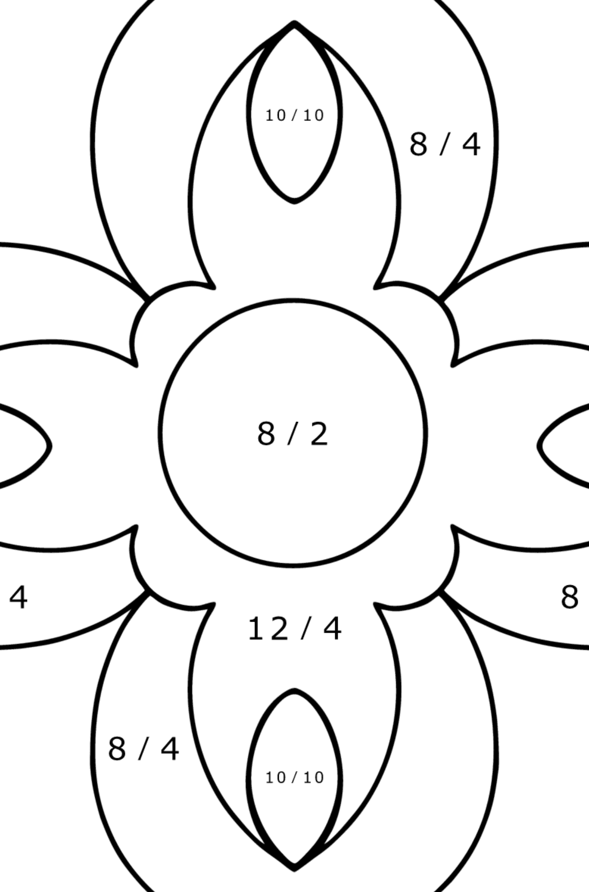 Coloring book for kids - Anti stress flower - Math Coloring - Division for Kids