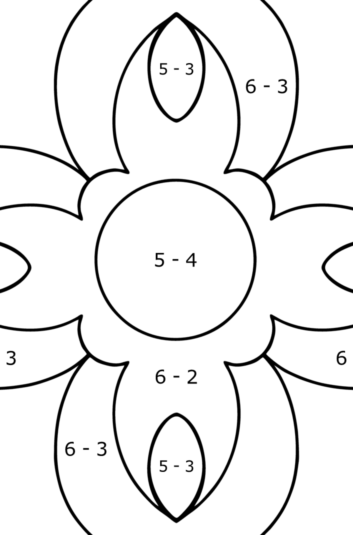 Coloring book for kids - Anti stress flower - Math Coloring - Subtraction for Kids