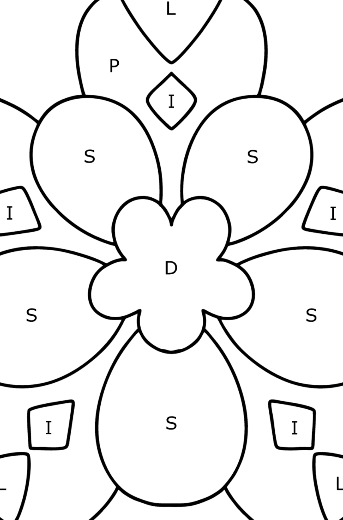 Coloriage fleur sauvage anti stress - Coloriage par Lettres pour les Enfants