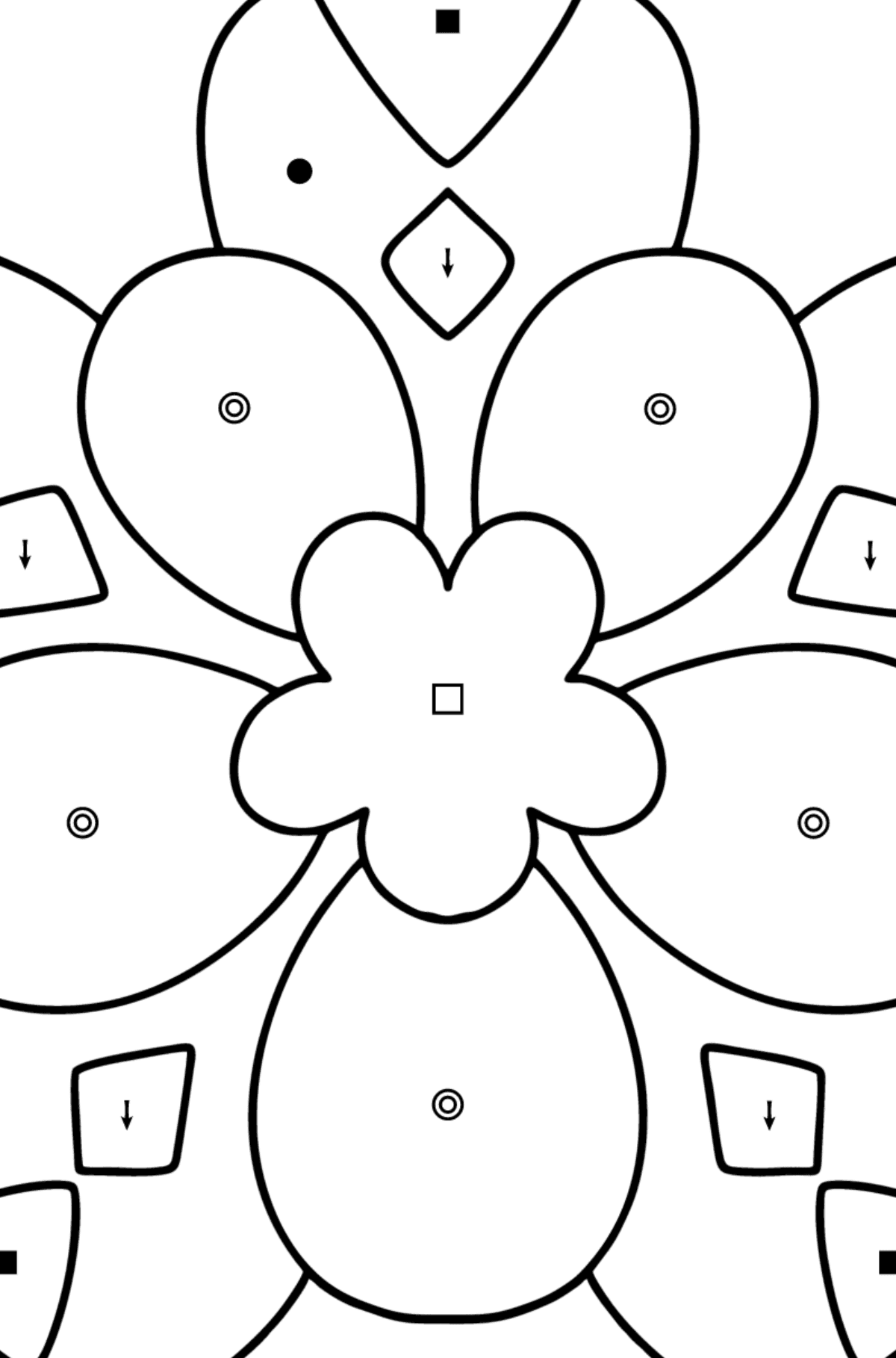 Anti stress Heart coloring page - Coloring by Symbols and Geometric Shapes for Kids