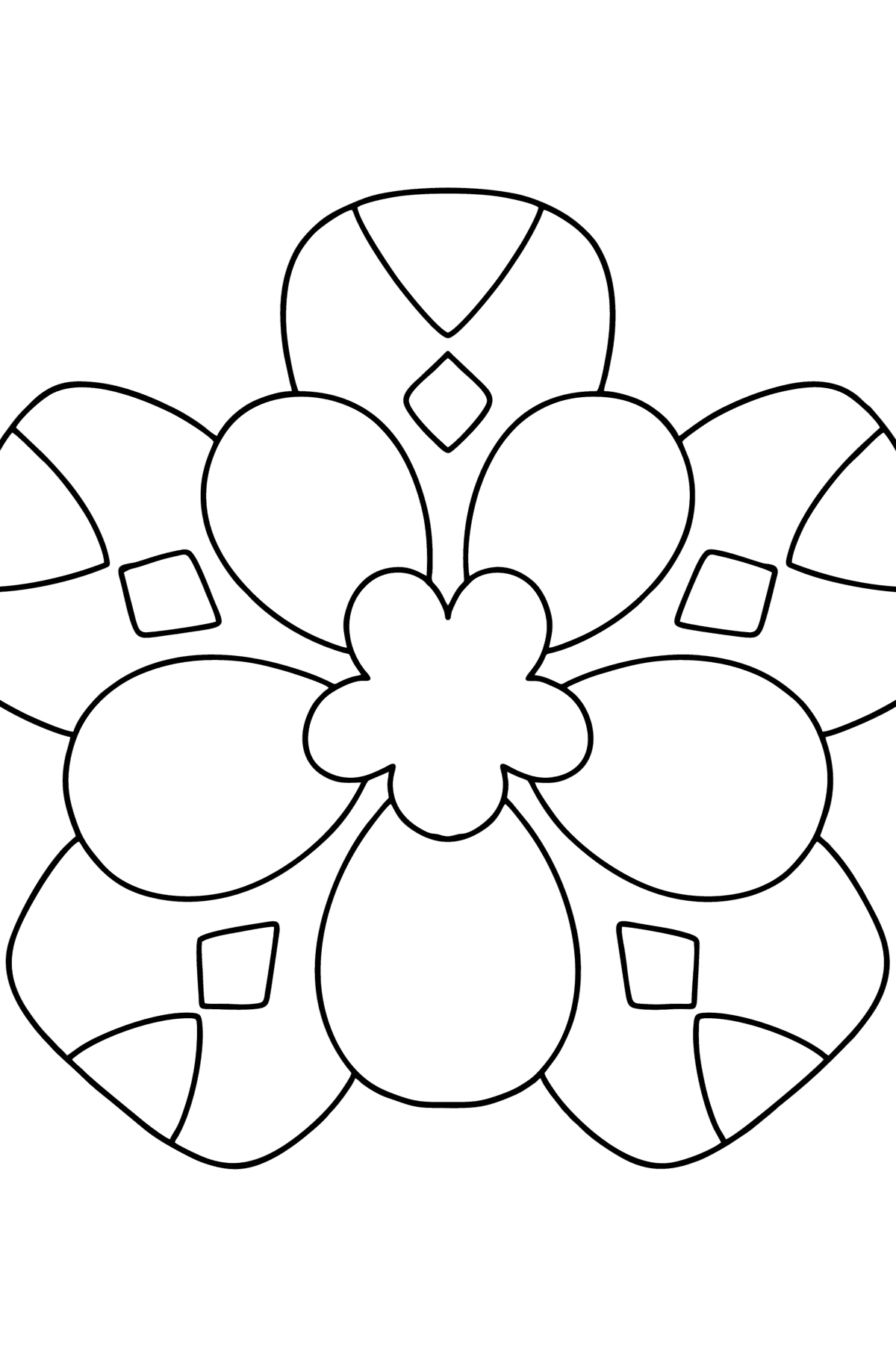Ausmalbild Mandala Blume für Kinder - Malvorlagen für Kinder