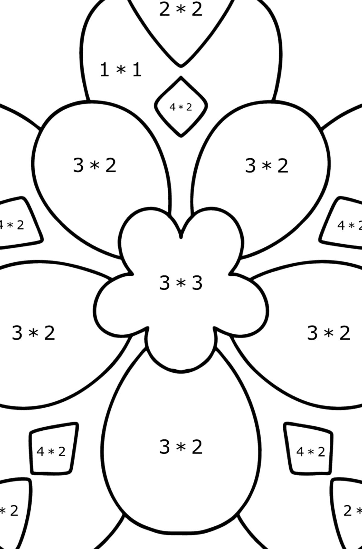 Anti stress Heart coloring page - Math Coloring - Multiplication for Kids