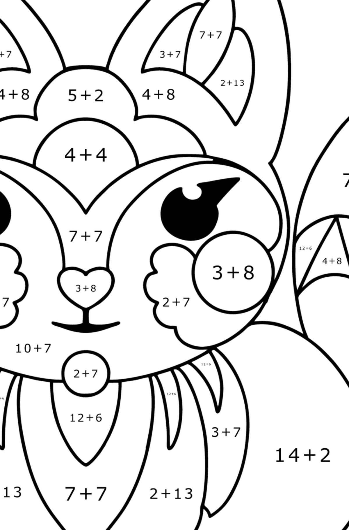 Anti stress Fox coloring page - Math Coloring - Addition for Kids