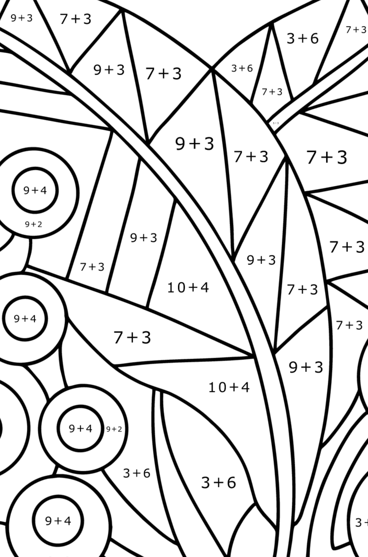 Ausmalbild Muster Trauben - Mathe Ausmalbilder - Addition für Kinder