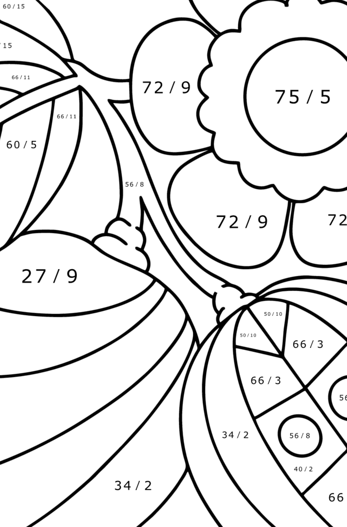Anxiety stress relief Lemon coloring page - Math Coloring - Division for Kids