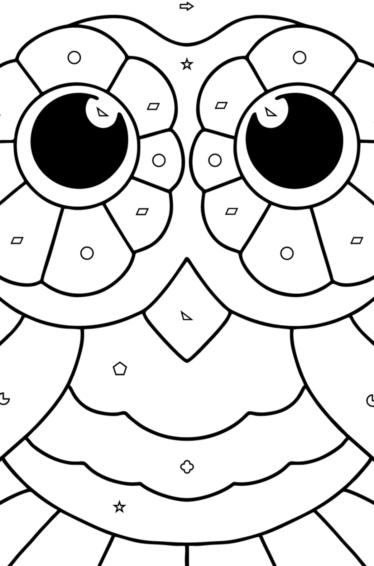 Easy stress relief coloring page - Owl - Coloring by Geometric Shapes for Kids