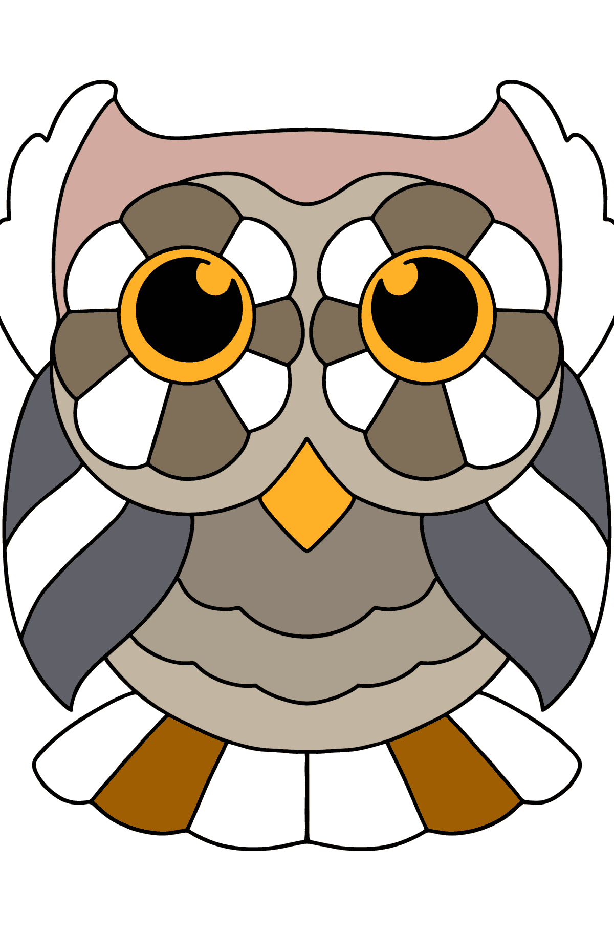 Easy stress relief coloring page - Owl - Coloring Pages for Kids