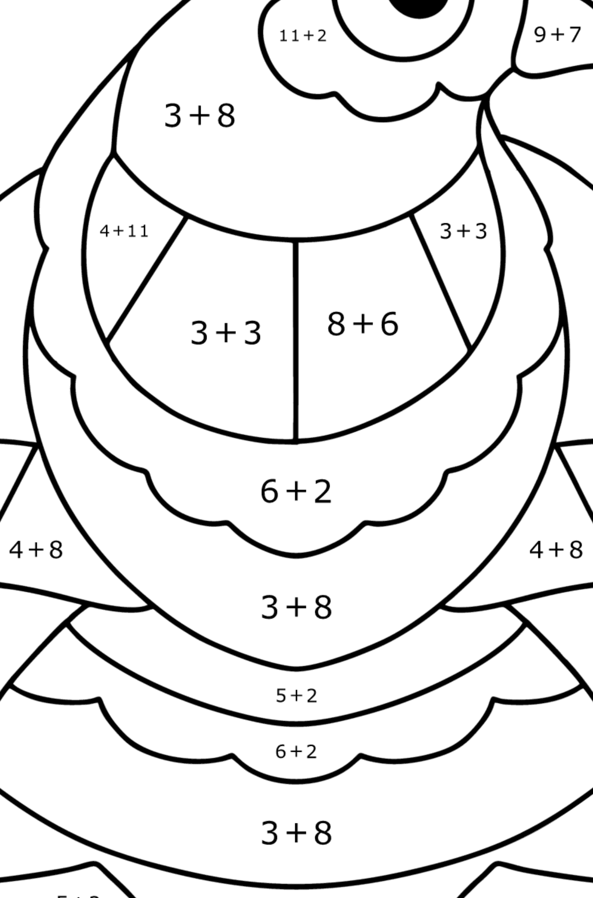 Anti stress pigeon coloring page - Math Coloring - Addition for Kids