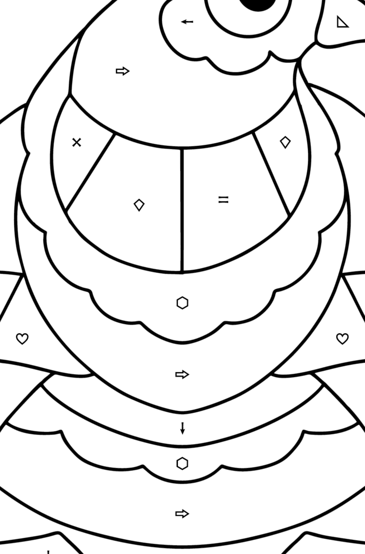 Anti stress pigeon coloring page - Coloring by Symbols and Geometric Shapes for Kids