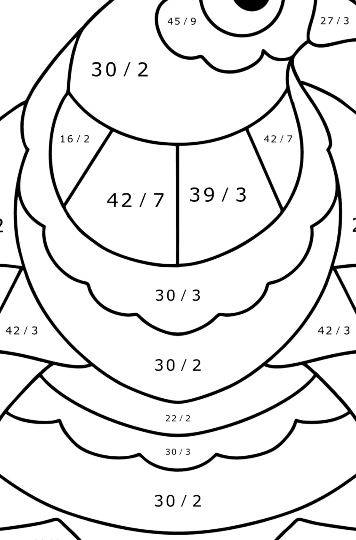 Anti stress pigeon coloring page - Math Coloring - Division for Kids