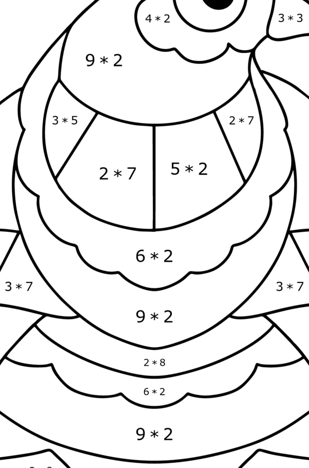 Anti stress pigeon coloring page - Math Coloring - Multiplication for Kids