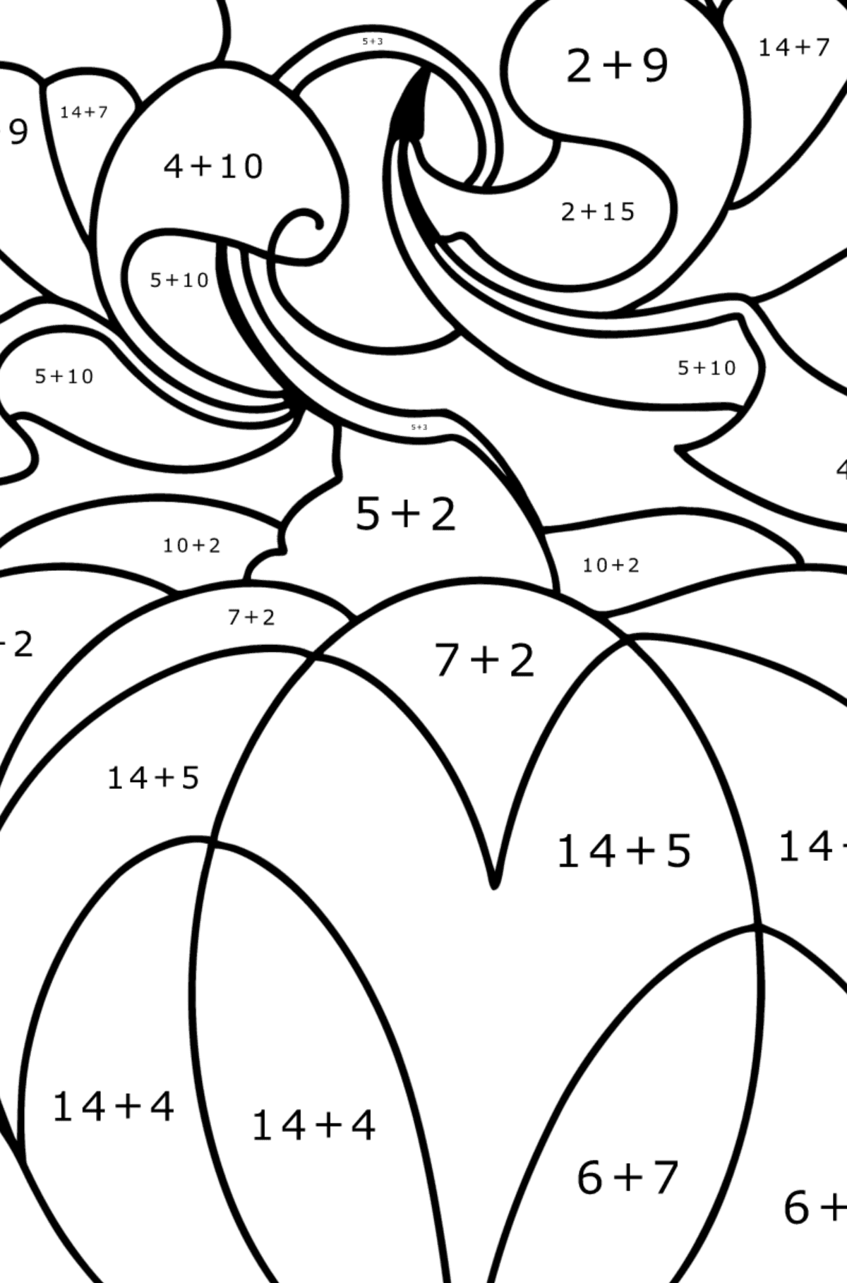 Calming Anti stress Pumpkin coloring page - Math Coloring - Addition for Kids
