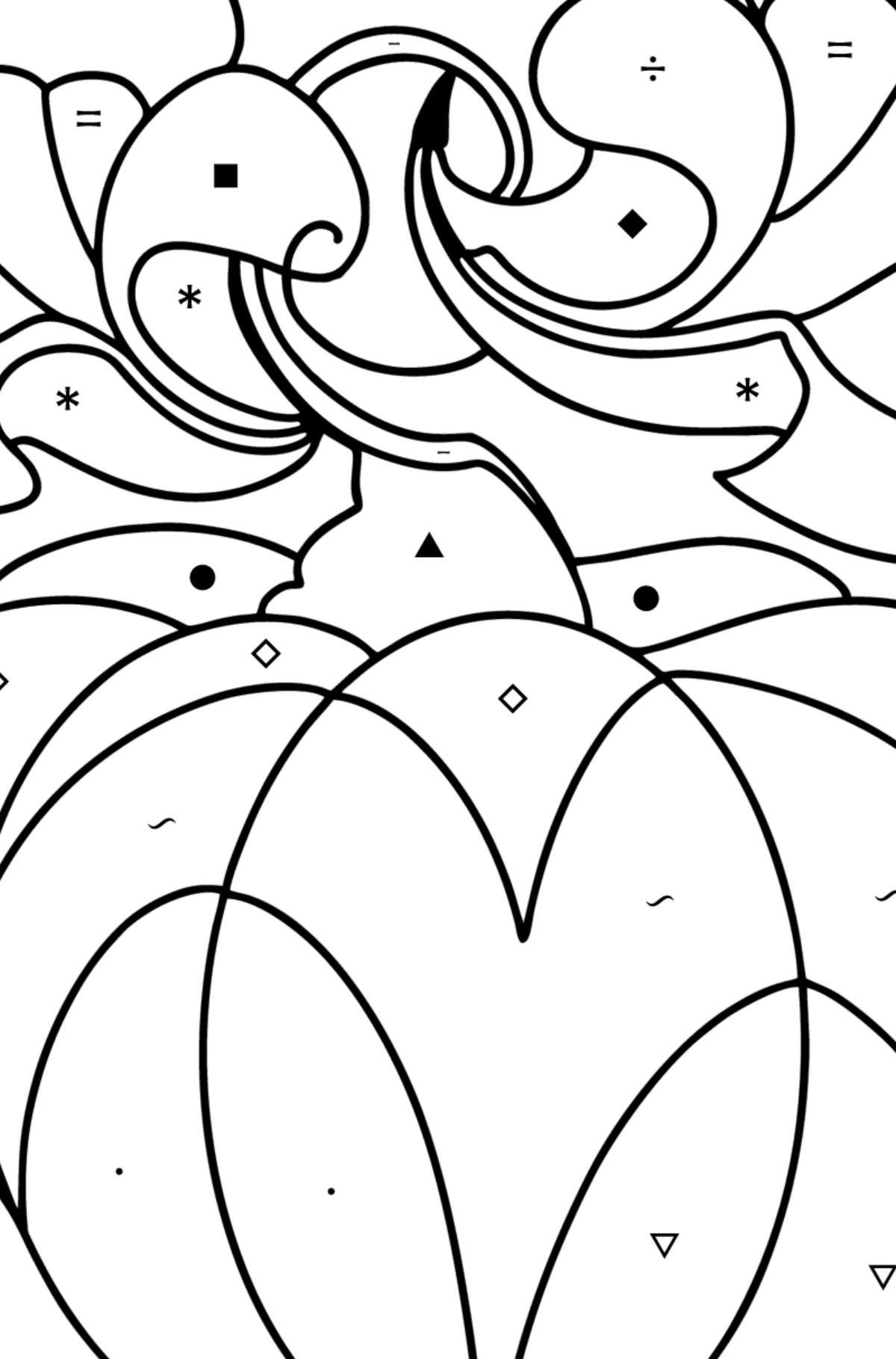 Calming Anti stress Pumpkin coloring page - Coloring by Symbols for Kids