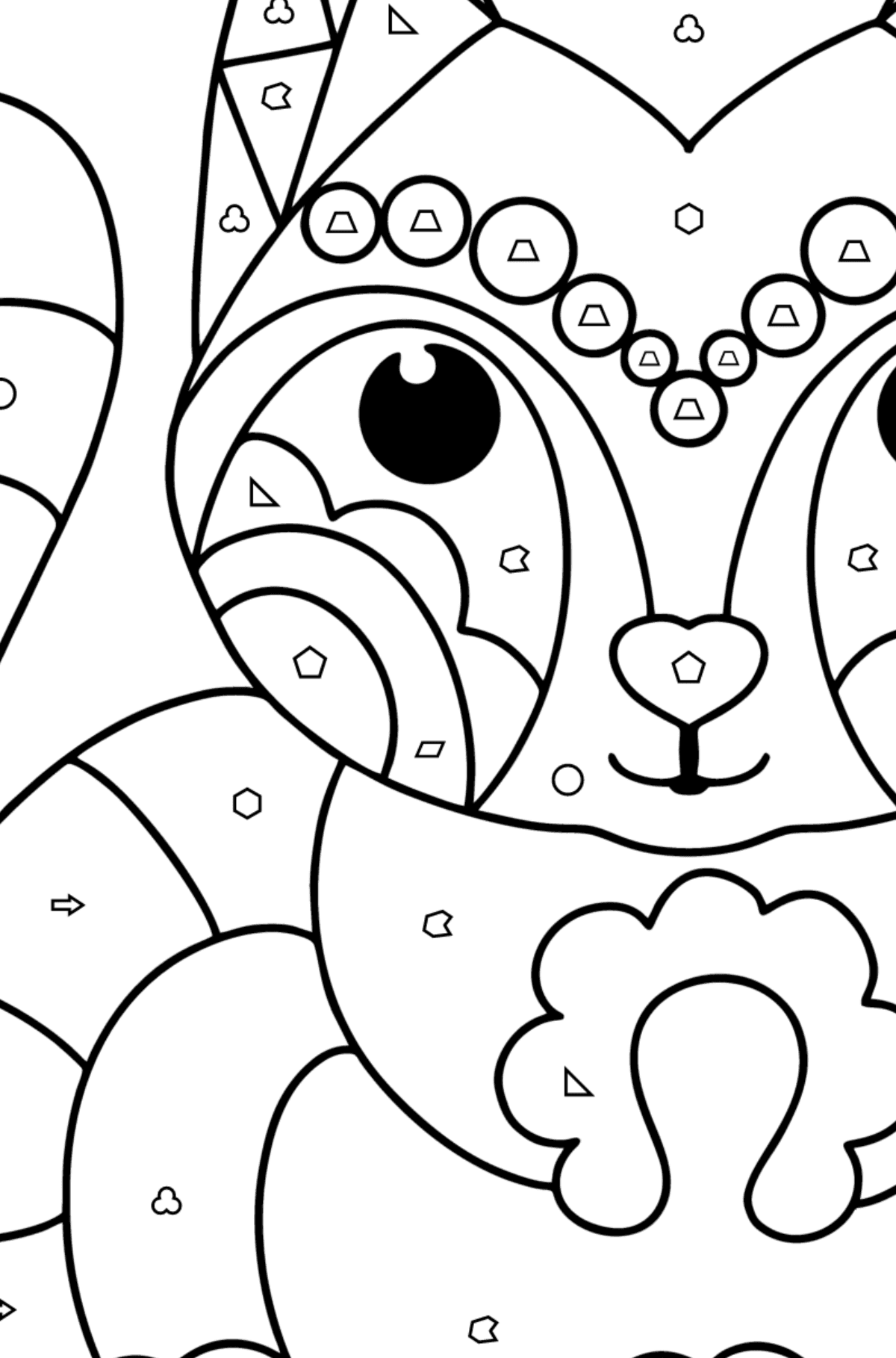 Coloring page Anti stress animals - raccoon - Coloring by Geometric Shapes for Kids