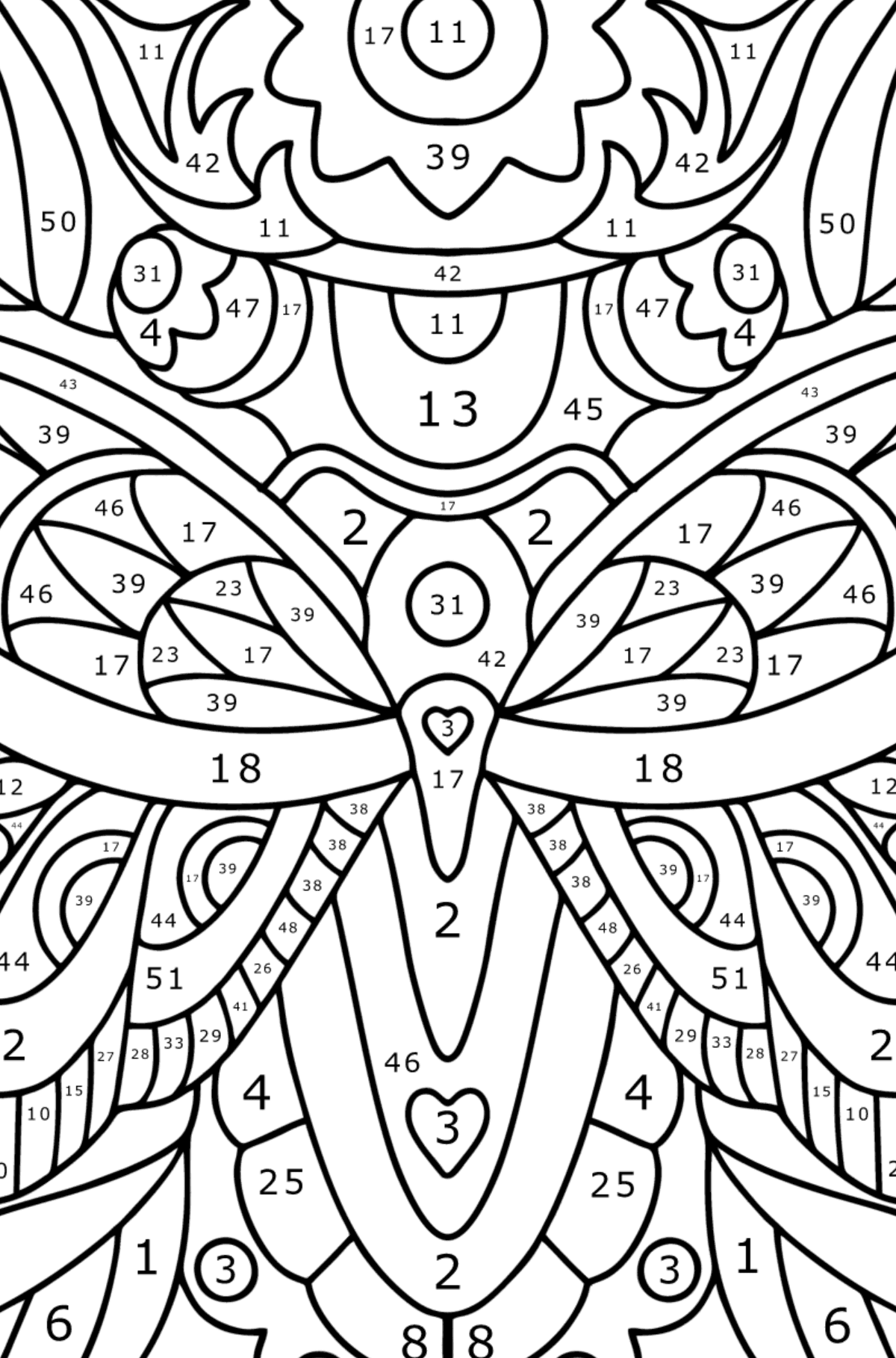 Stress relief Insect coloring page - Coloring by Numbers for Kids