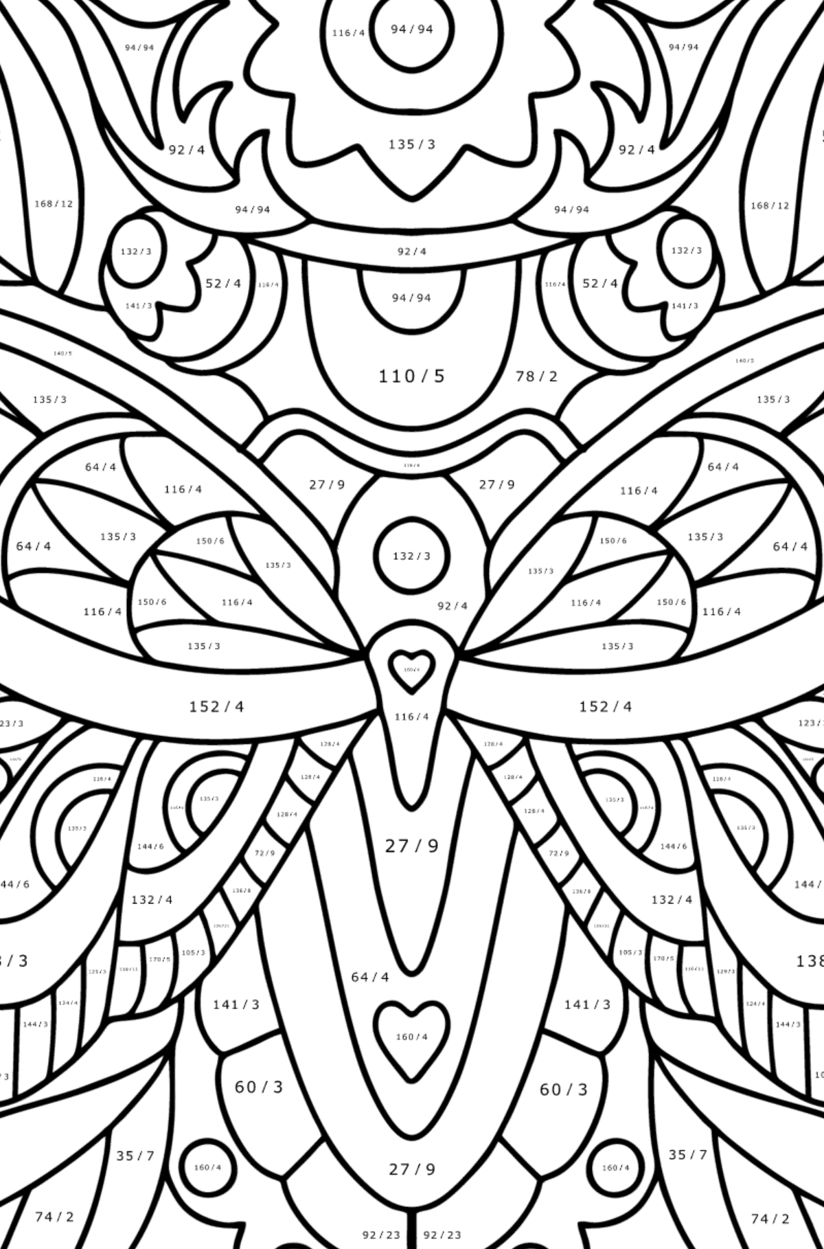 Stress relief Insect coloring page - Math Coloring - Division for Kids
