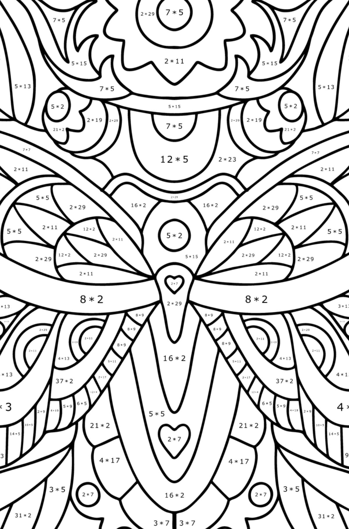 Stress relief Insect coloring page - Math Coloring - Multiplication for Kids