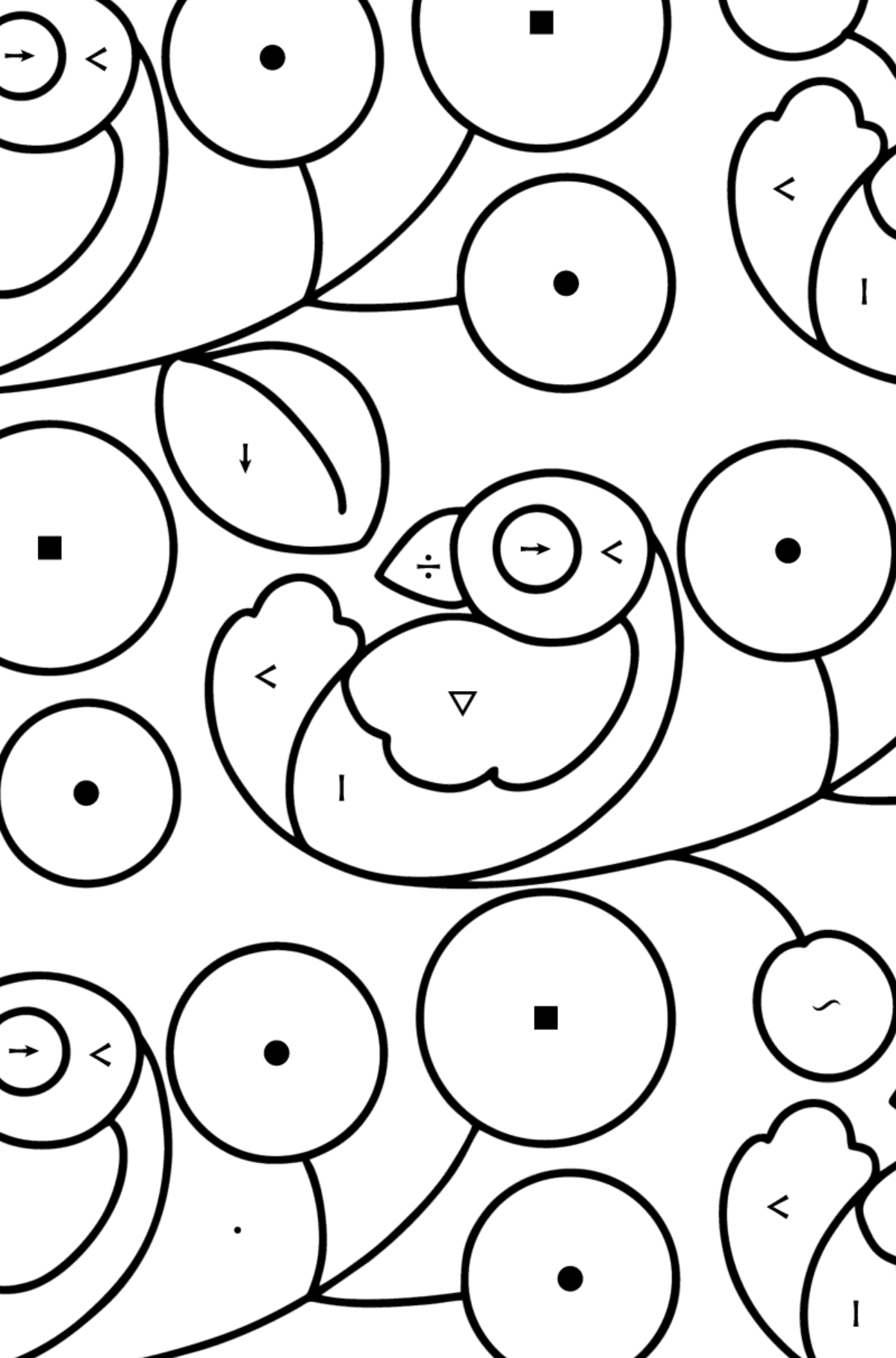 Bird Pattern coloring page - Coloring by Symbols for Kids