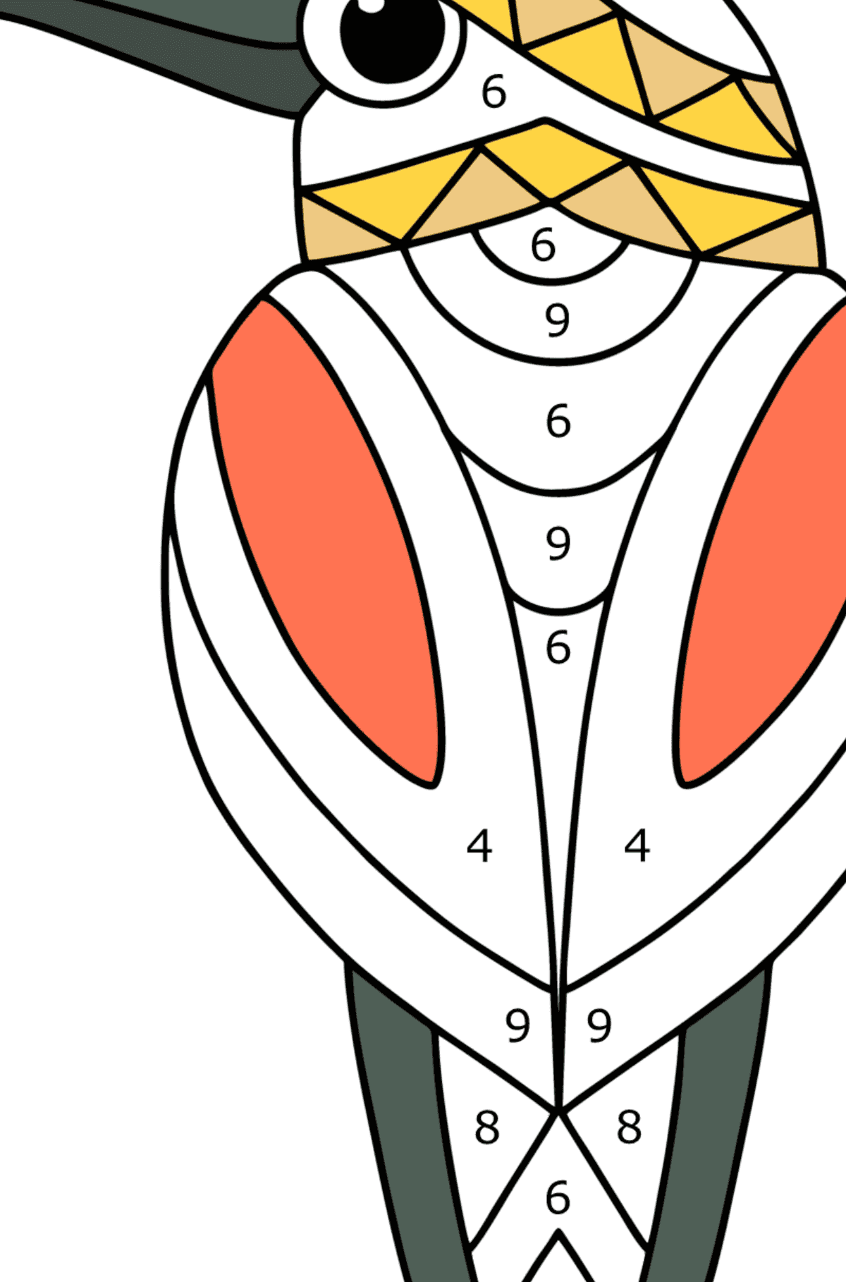 Disegni da colorare calmanti - Uccello - Colorare per numero per bambini