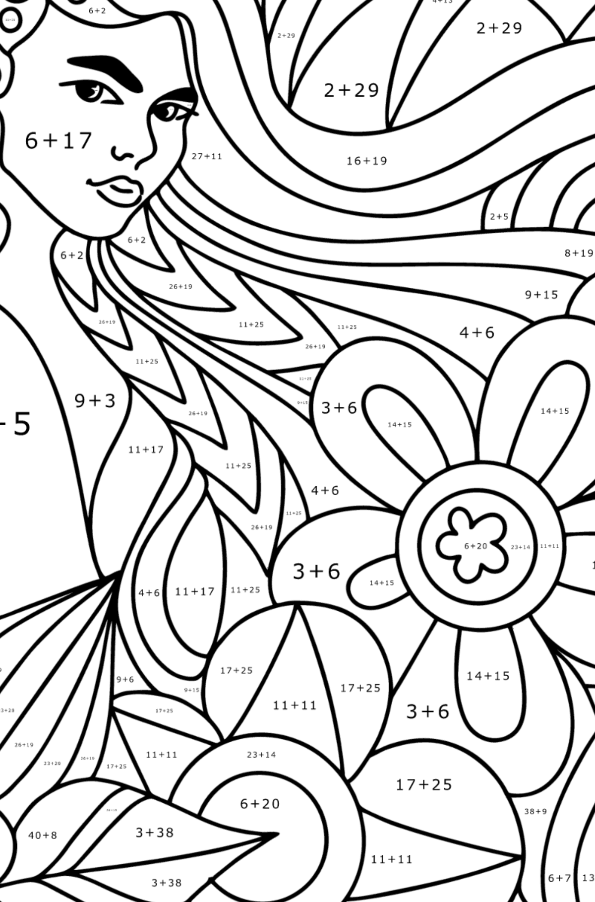 Art Therapy coloring page for kids - Math Coloring - Addition for Kids