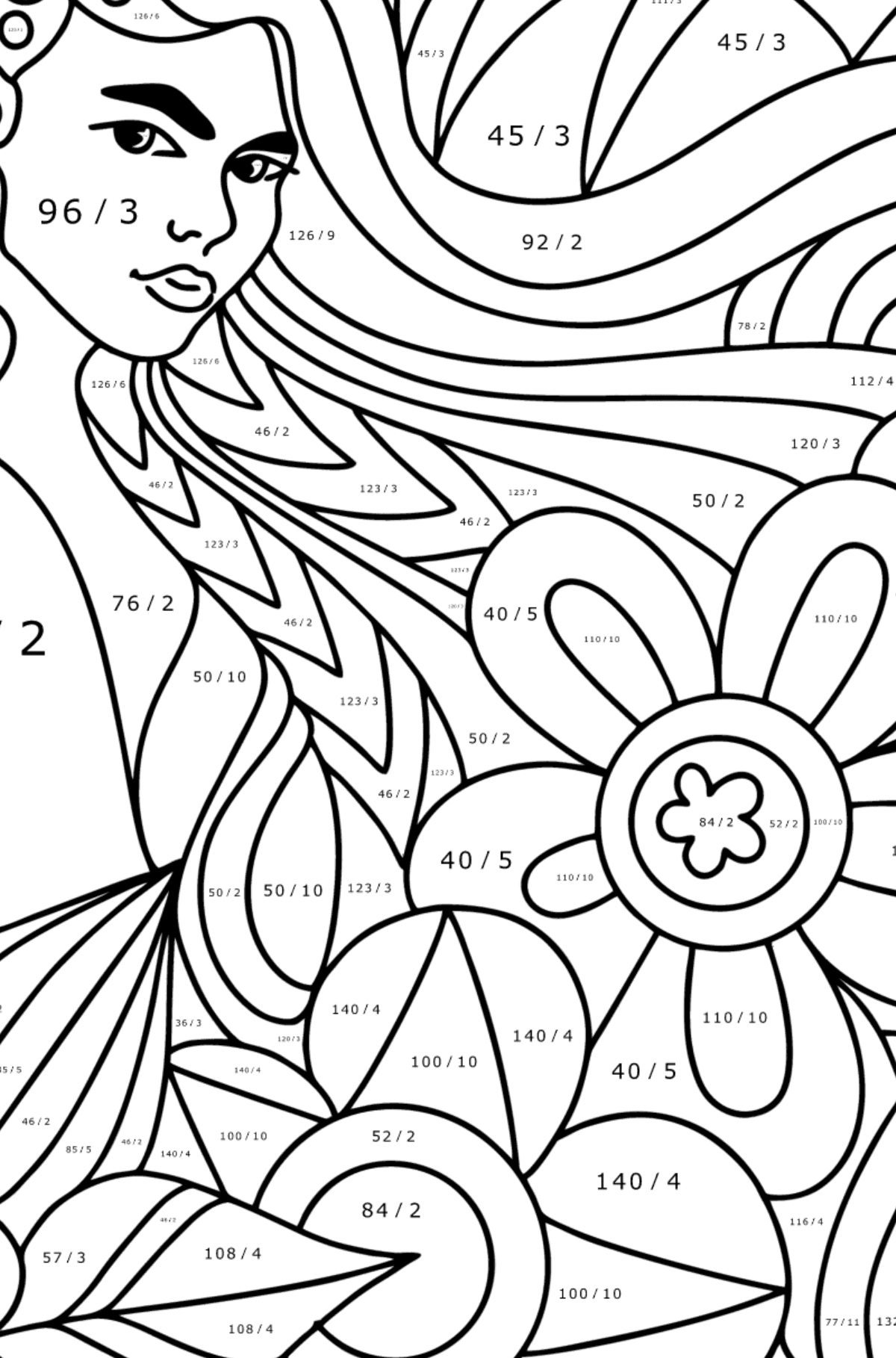 Art Therapy coloring page for kids - Math Coloring - Division for Kids