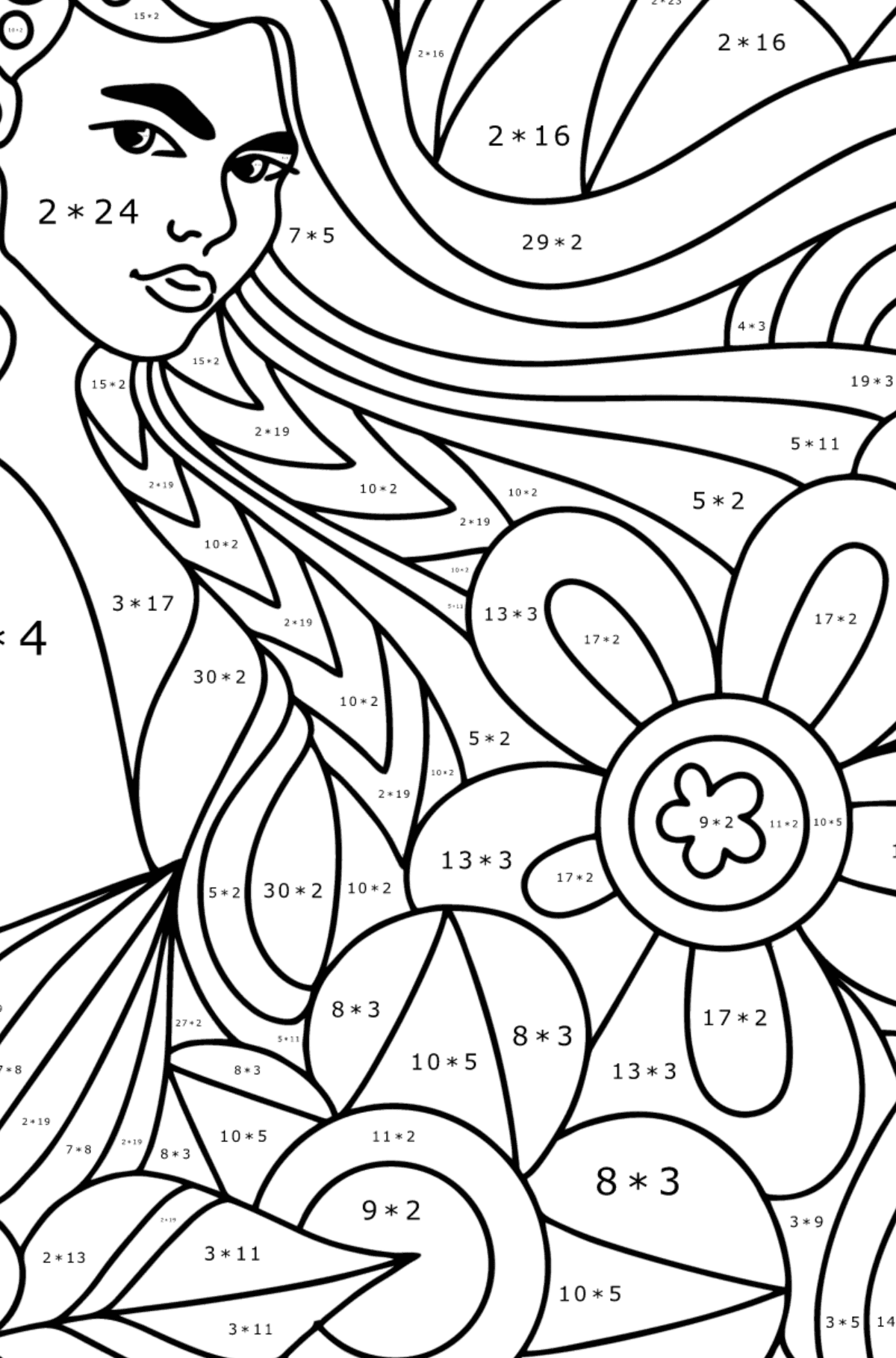 Art Therapy coloring page for kids - Math Coloring - Multiplication for Kids