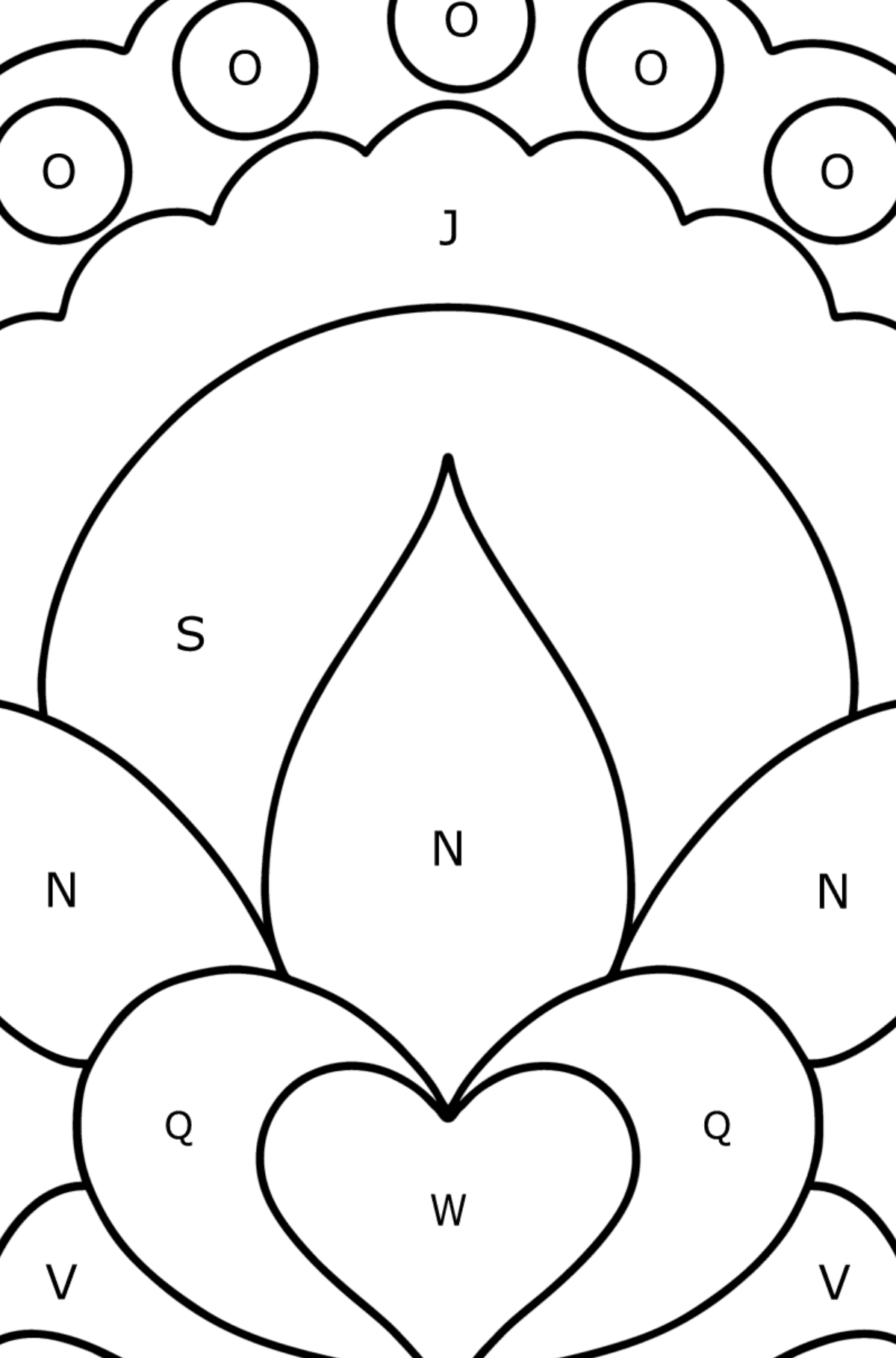 Simple coloring page - Flower Anti stress - Coloring by Letters for Kids