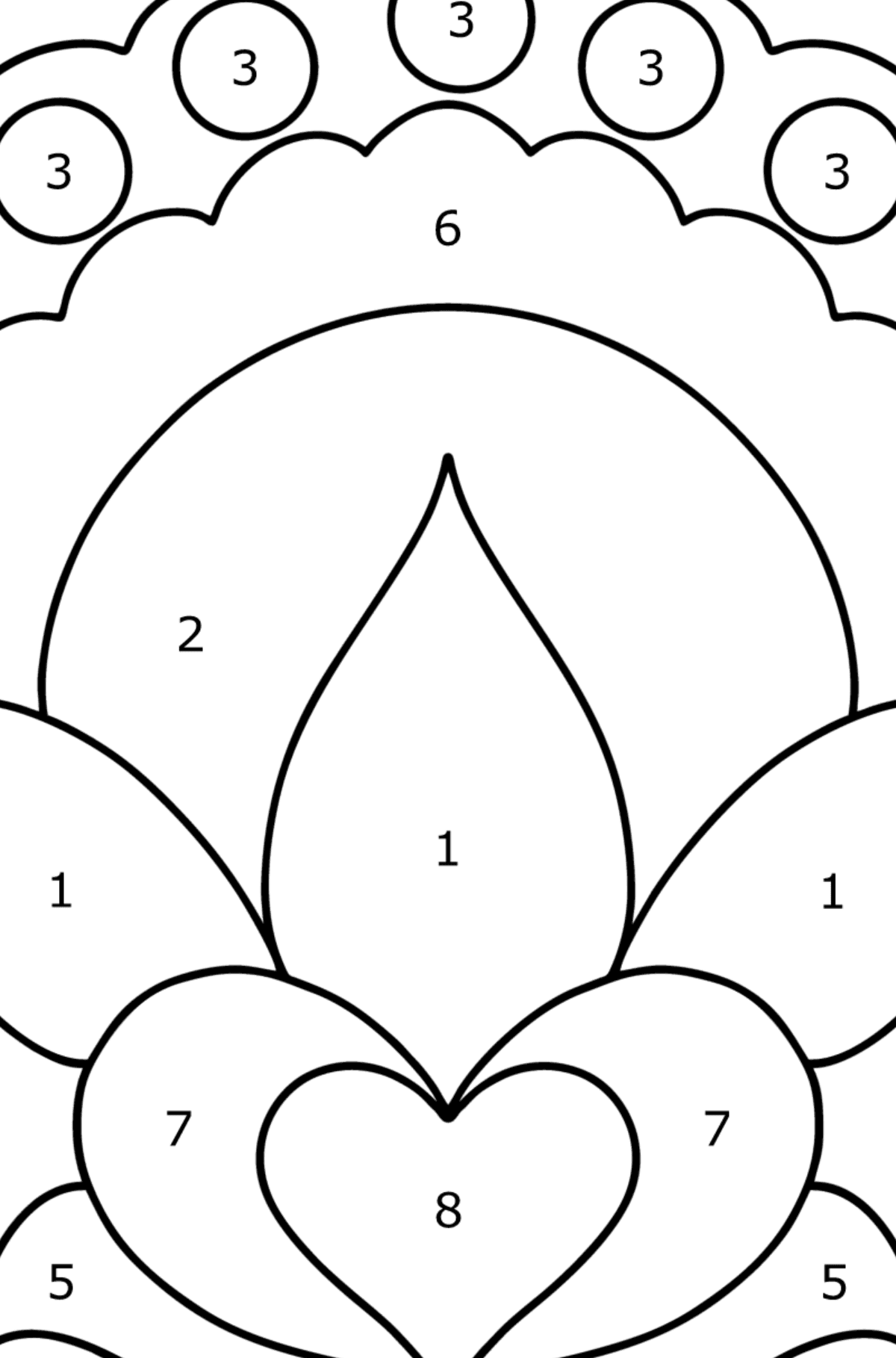 Simple coloring page - Flower Anti stress - Coloring by Numbers for Kids