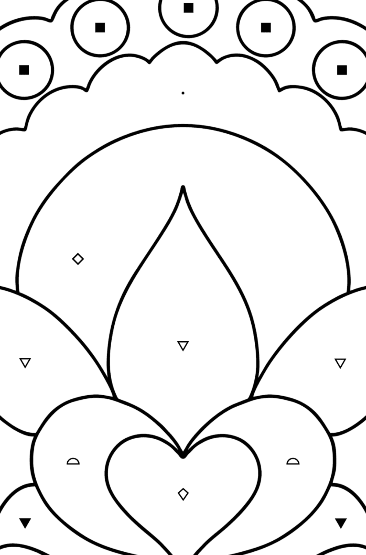 Easy Flower Anti-stress värityskuva - Väritys Symbolien ja Geometristen Kuvioiden mukaan lapsille