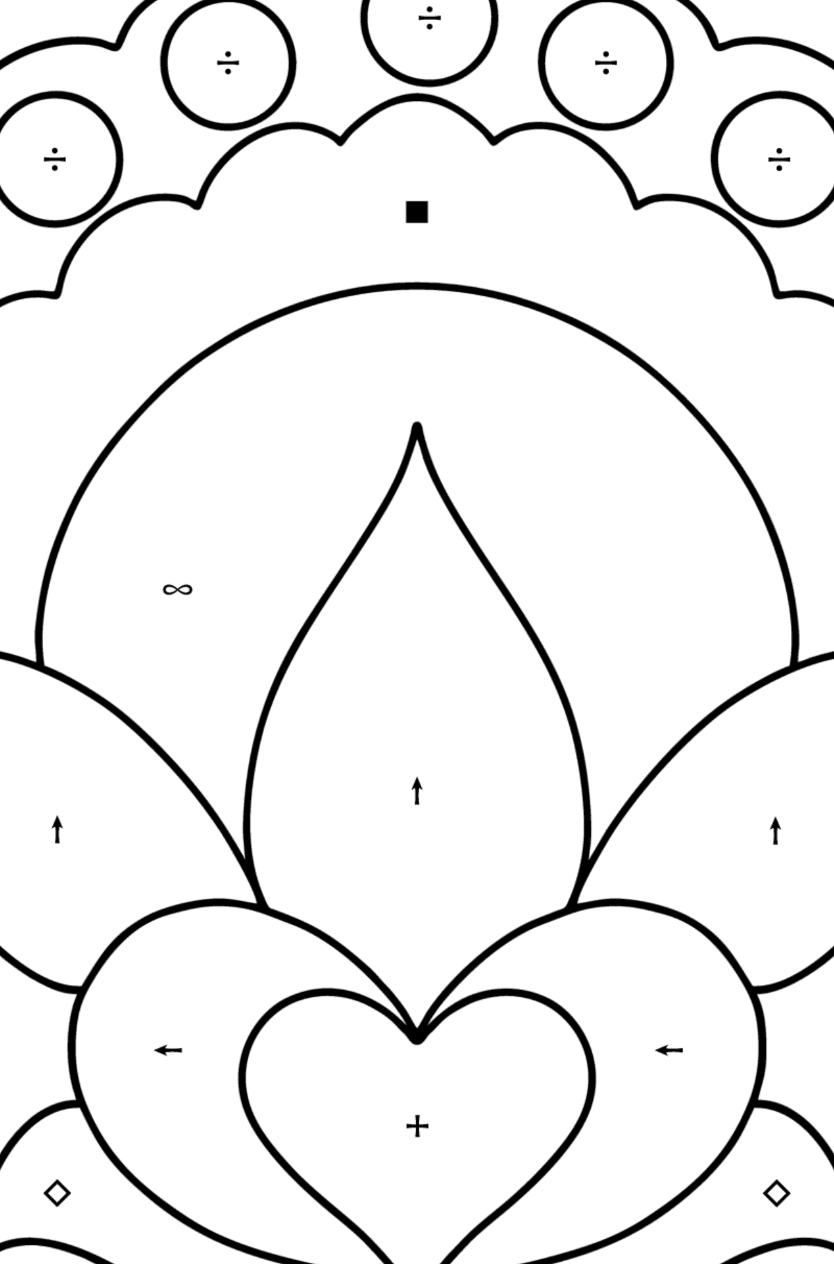 Simple coloring page - Flower Anti stress - Coloring by Symbols for Kids