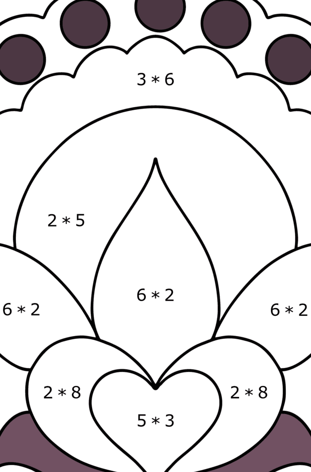 Einfache Malvorlage - Blume Anti Stress - Mathe Ausmalbilder - Multiplikation für Kinder