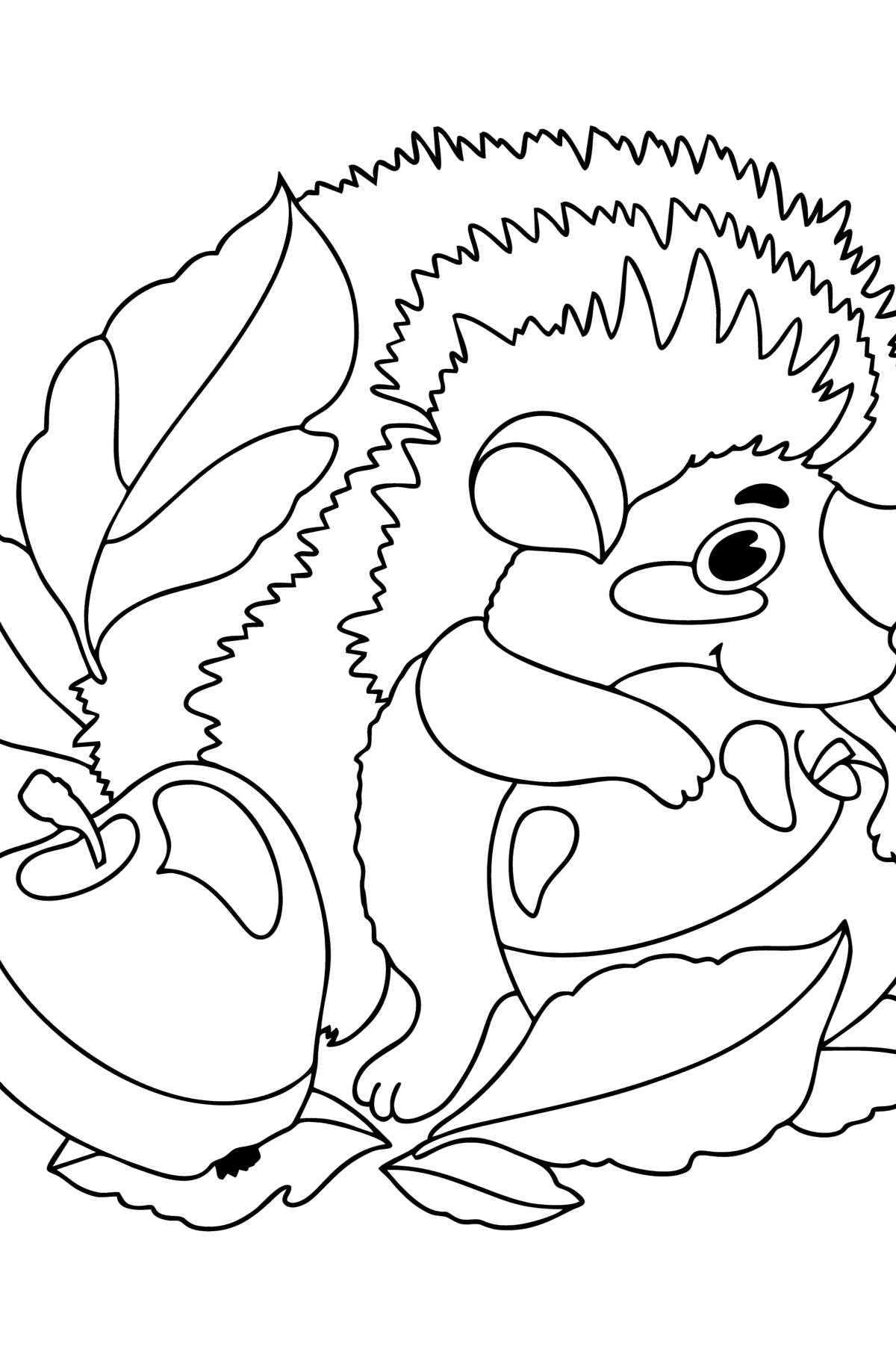 Dibujo Manzana y erizo para colorear - Dibujos para Colorear para Niños