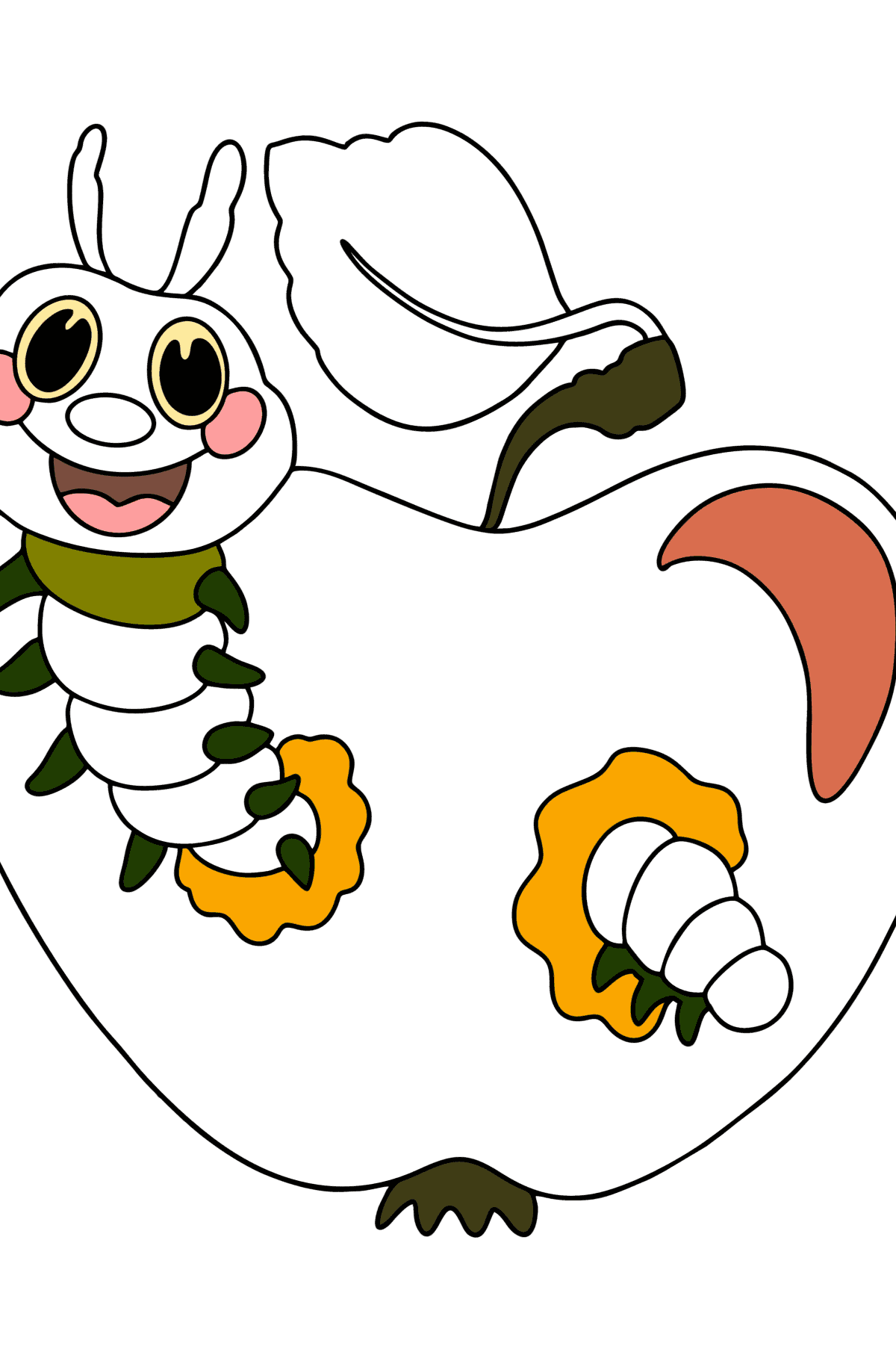 Раскраска Добрая гусеница - Картинки для Детей